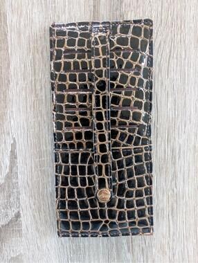 Abas Alligator Patent Leather Slim Wallet Credit Card Holder Travel Quiet Luxury